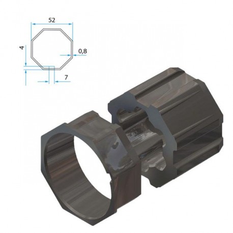 TM2 45 adaptador para tubo octogonal 52 mm